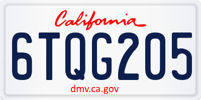 CA license plate 6TQG205