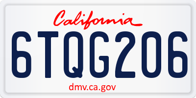 CA license plate 6TQG206