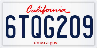 CA license plate 6TQG209