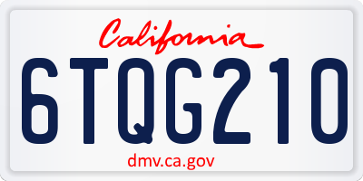 CA license plate 6TQG210