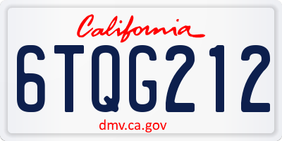 CA license plate 6TQG212