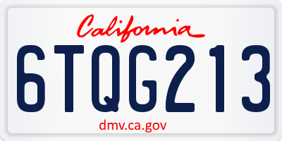 CA license plate 6TQG213