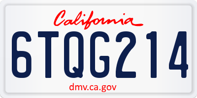 CA license plate 6TQG214