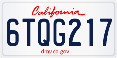 CA license plate 6TQG217