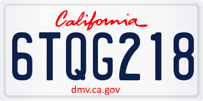 CA license plate 6TQG218