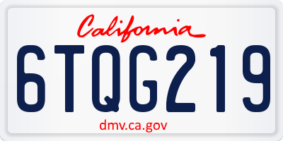 CA license plate 6TQG219