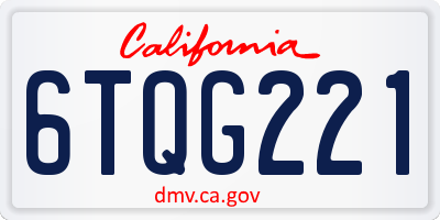 CA license plate 6TQG221