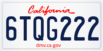 CA license plate 6TQG222