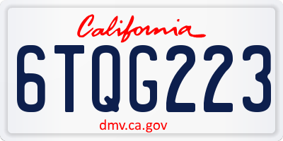 CA license plate 6TQG223