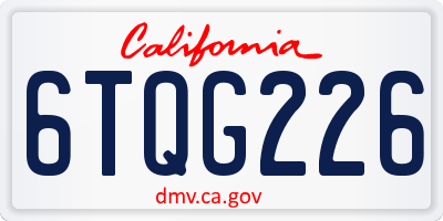 CA license plate 6TQG226