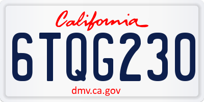 CA license plate 6TQG230