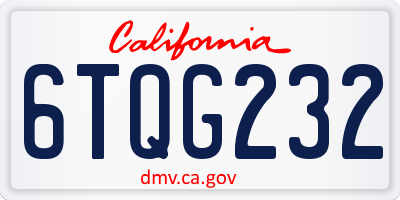 CA license plate 6TQG232