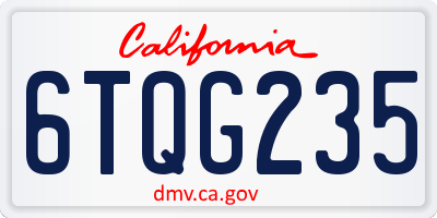 CA license plate 6TQG235