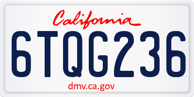 CA license plate 6TQG236