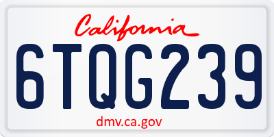 CA license plate 6TQG239