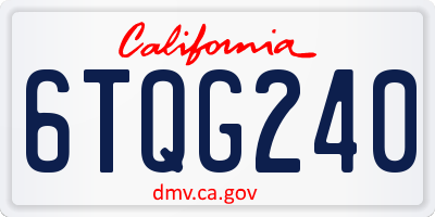 CA license plate 6TQG240