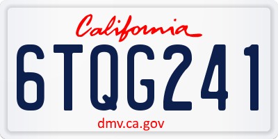 CA license plate 6TQG241