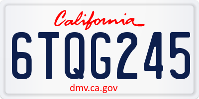 CA license plate 6TQG245