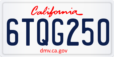 CA license plate 6TQG250