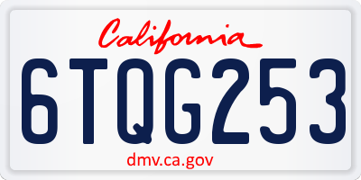 CA license plate 6TQG253