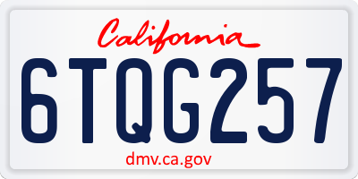 CA license plate 6TQG257