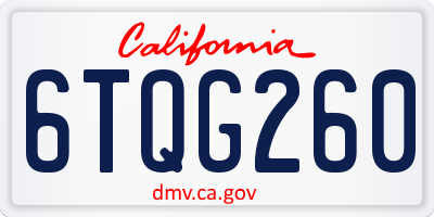 CA license plate 6TQG260