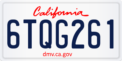 CA license plate 6TQG261