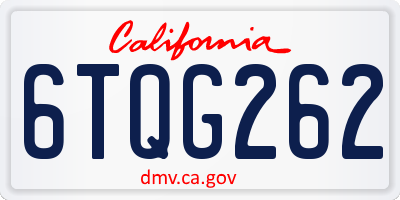 CA license plate 6TQG262