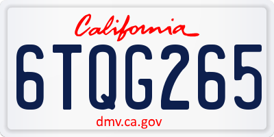 CA license plate 6TQG265