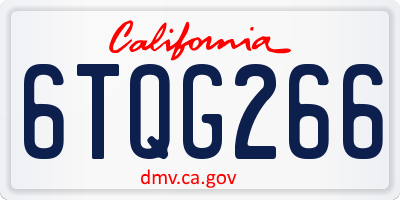 CA license plate 6TQG266