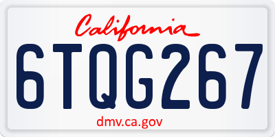 CA license plate 6TQG267