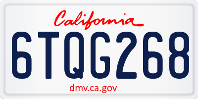 CA license plate 6TQG268