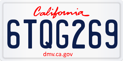 CA license plate 6TQG269