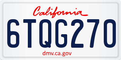 CA license plate 6TQG270