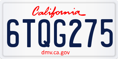 CA license plate 6TQG275