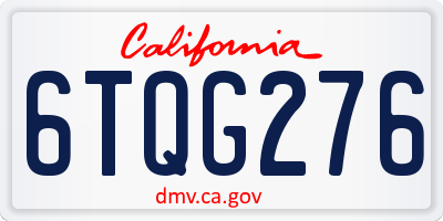 CA license plate 6TQG276