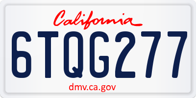 CA license plate 6TQG277