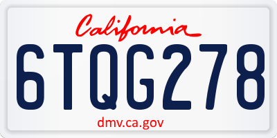 CA license plate 6TQG278