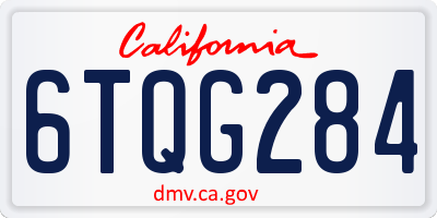 CA license plate 6TQG284