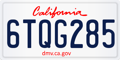 CA license plate 6TQG285