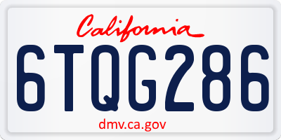 CA license plate 6TQG286