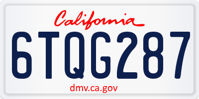 CA license plate 6TQG287