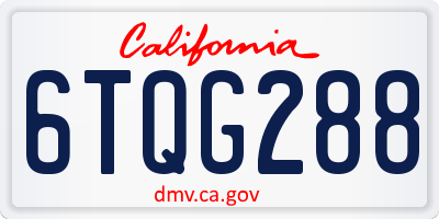 CA license plate 6TQG288