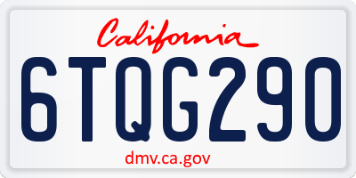 CA license plate 6TQG290