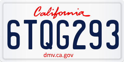 CA license plate 6TQG293