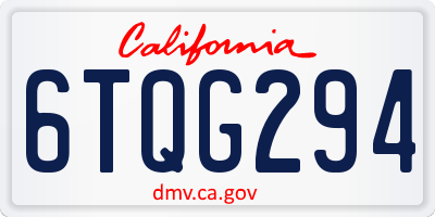 CA license plate 6TQG294