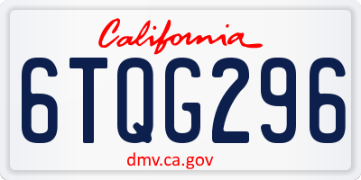 CA license plate 6TQG296