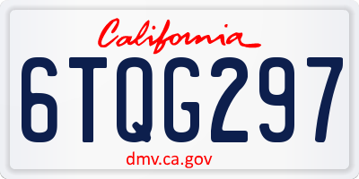 CA license plate 6TQG297