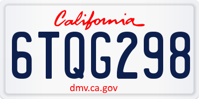 CA license plate 6TQG298