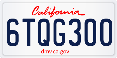 CA license plate 6TQG300